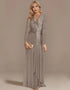 Long Sleeve V-Neck Evening Dress
